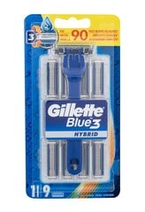 Бритва + 9 бритвенных головок Gillette Blue3 Hybryd цена и информация | Косметика и средства для бритья | 220.lv