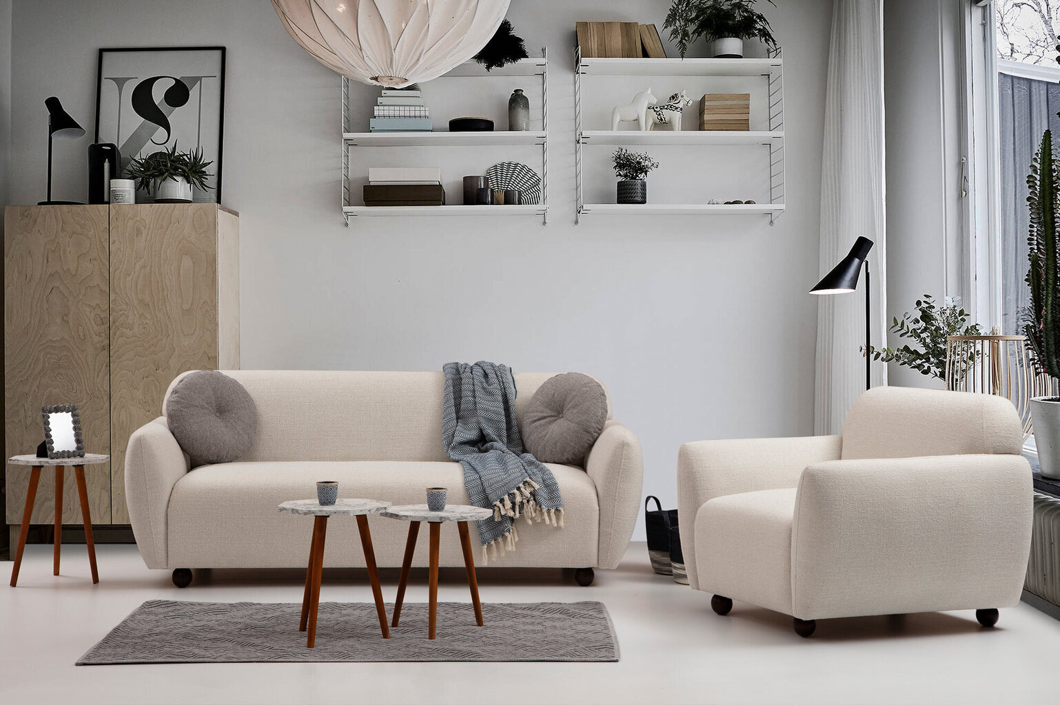 Trīsvietīgs dīvāns Kalune Design Eddy, smilškrāsas cena un informācija | Dīvāni | 220.lv