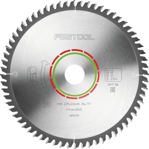 Zāģripa LAMINATE/HPL 489459 HW 225x2,6x30 TF64 Festool cena un informācija | Rokas instrumenti | 220.lv