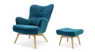 Krēsls ar pufu Zele, zils цена и информация | Кресла в гостиную | 220.lv