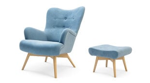 Krēsls ar pufu Zele, gaiši zils цена и информация | Кресла в гостиную | 220.lv