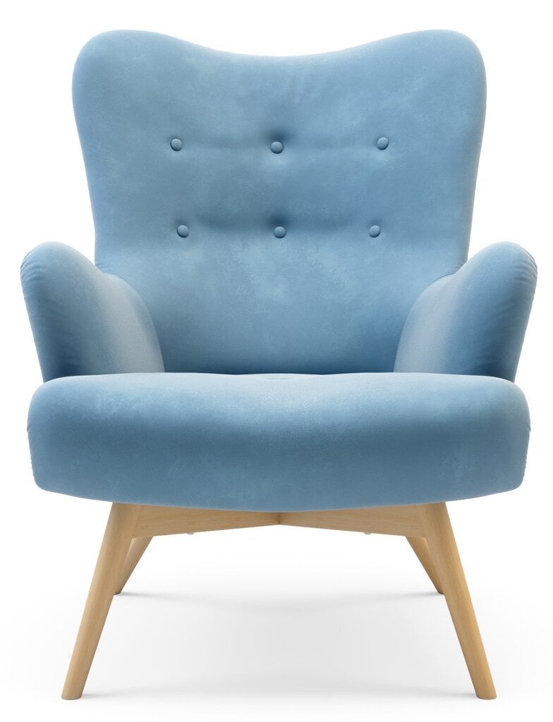 Krēsls ar pufu Zele, gaiši zils cena un informācija | Atpūtas krēsli | 220.lv