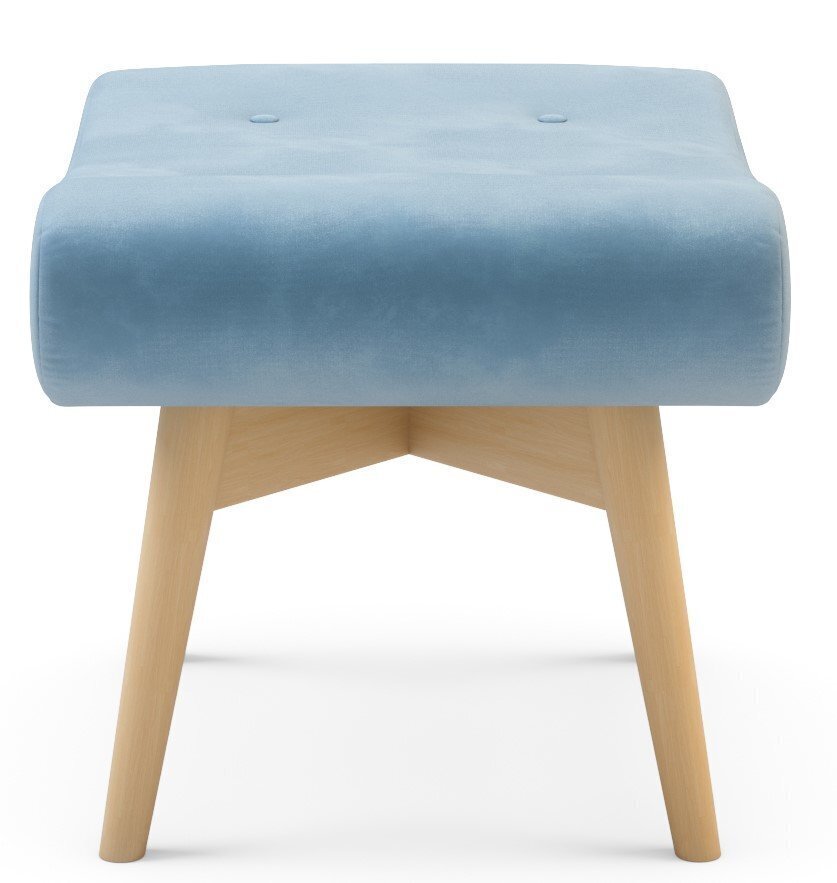 Krēsls ar pufu Zele, gaiši zils cena un informācija | Atpūtas krēsli | 220.lv