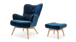 Krēsls ar pufu Zele, tumši zils цена и информация | Кресла для отдыха | 220.lv