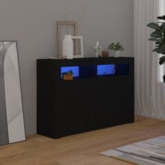 vidaXL kumode ar LED lampiņām, melna, 115,5x30x75 cm цена и информация | Шкафчики в гостиную | 220.lv