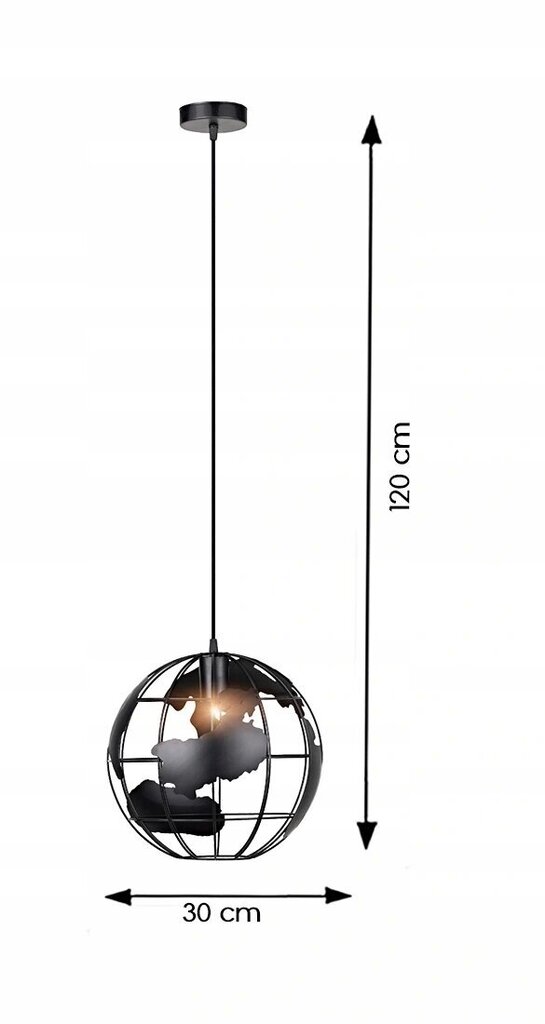 Griestu lampa "Globus" melns/metāls cena un informācija | Piekaramās lampas | 220.lv