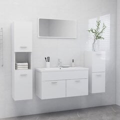 vidaXL vannasistabas mēbeļu komplekts, spīdīgi balts, skaidu plāksne cena un informācija | Vannas istabas mēbeļu komplekti | 220.lv