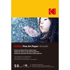 Matēts fotopapīrs Kodak Fine Art Paper 9891093, 10x15 cm, 230g/m², 50 lapas cena un informācija | Burtnīcas un papīra preces | 220.lv