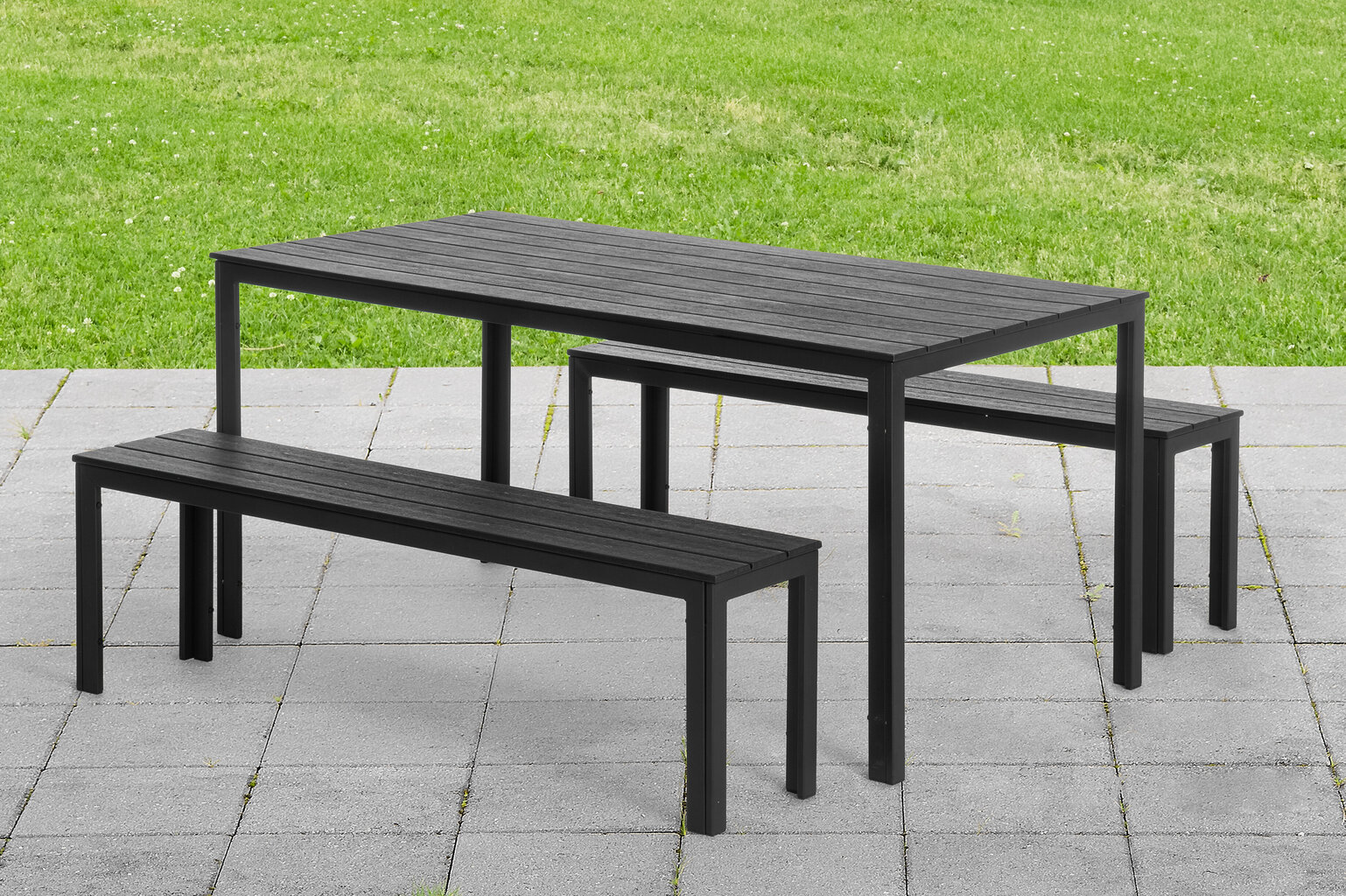 Āra galds 4Living Riga, 140 cm, melns cena un informācija | Dārza soli | 220.lv