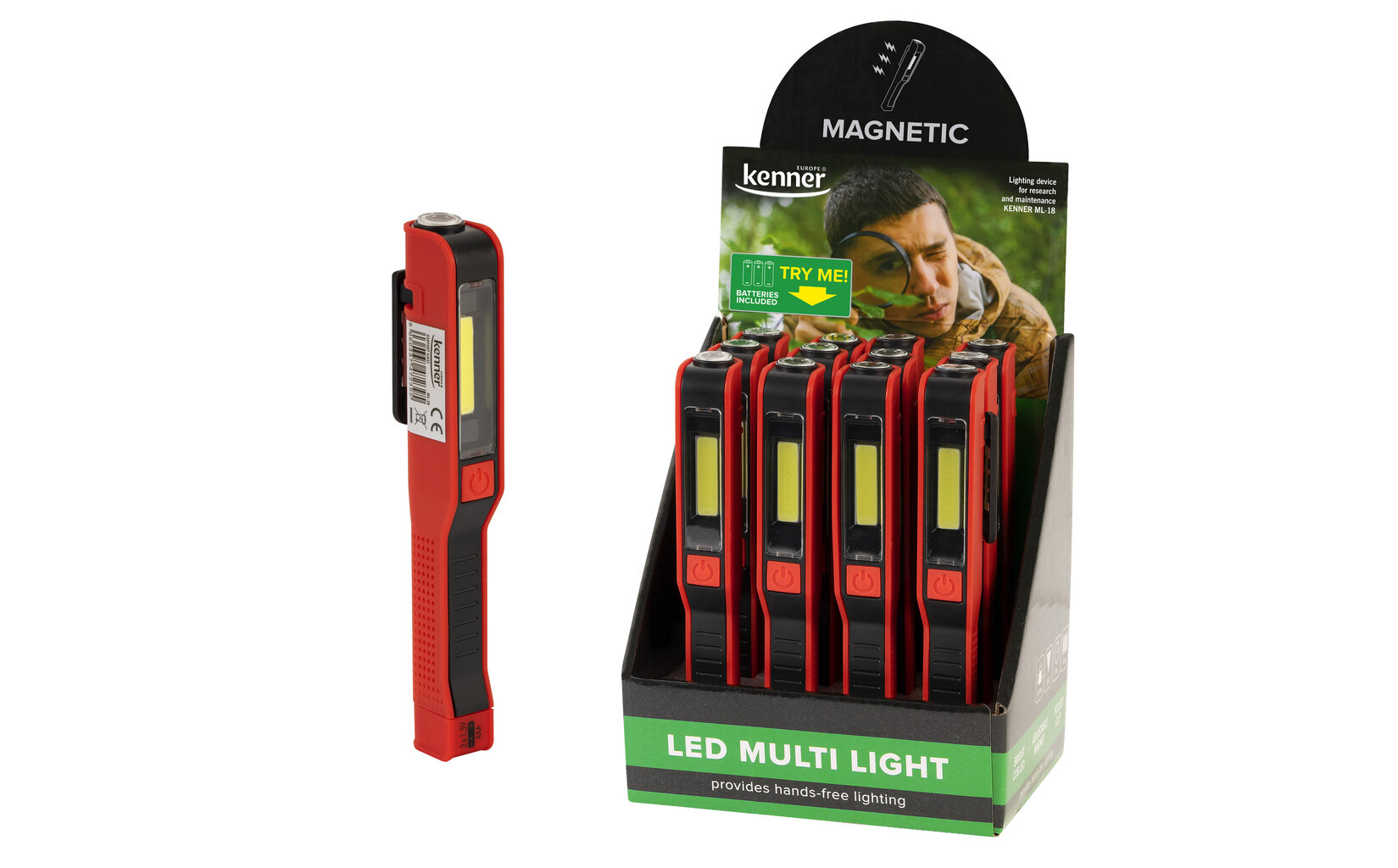 Led mini lukturītis / darba gaisma + baterijas 3 x AAA, 130 lm цена и информация | Lukturi | 220.lv