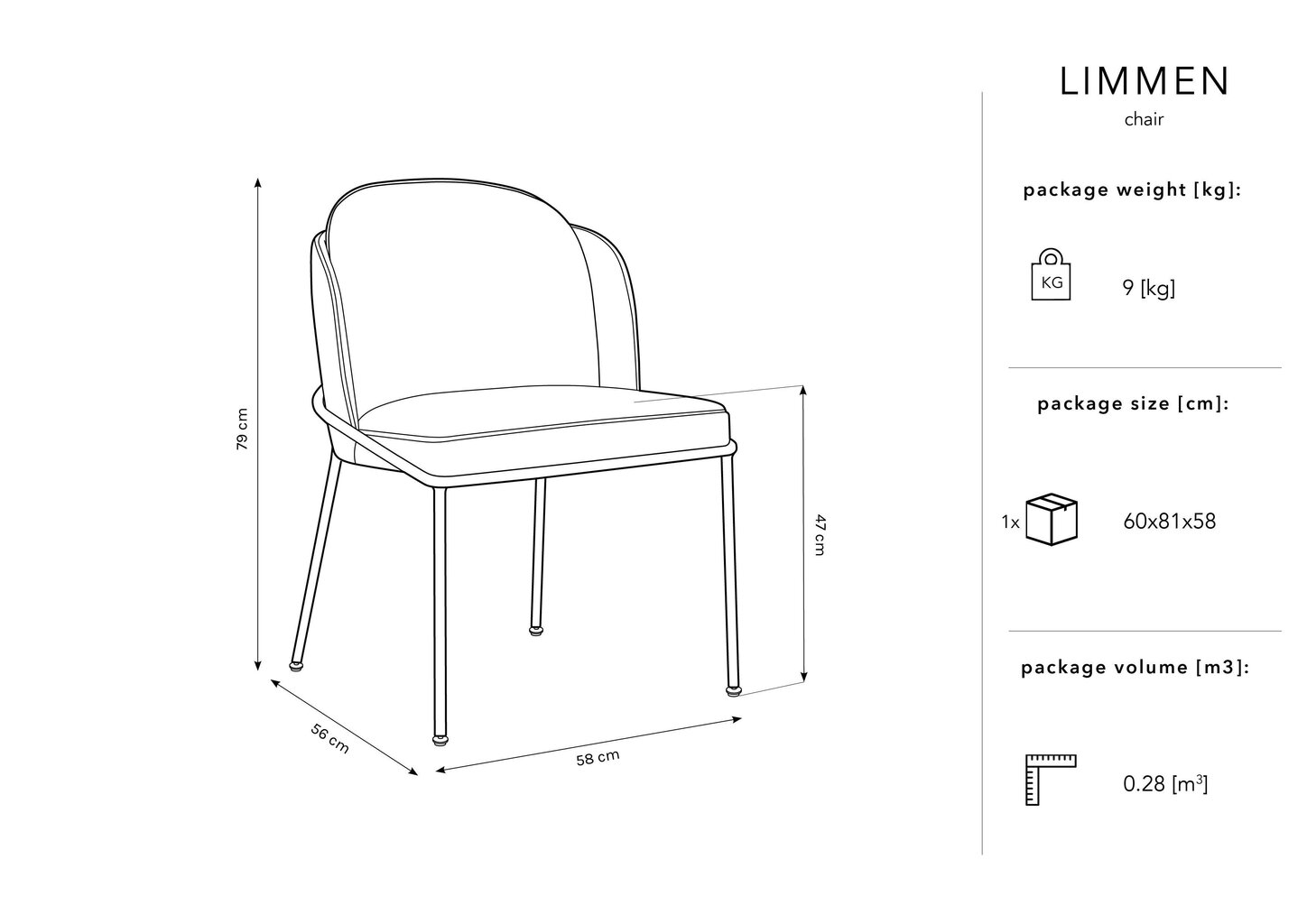 2-u krēslu komplekts Micadoni Home Limmen, pelēks цена и информация | Virtuves un ēdamistabas krēsli | 220.lv