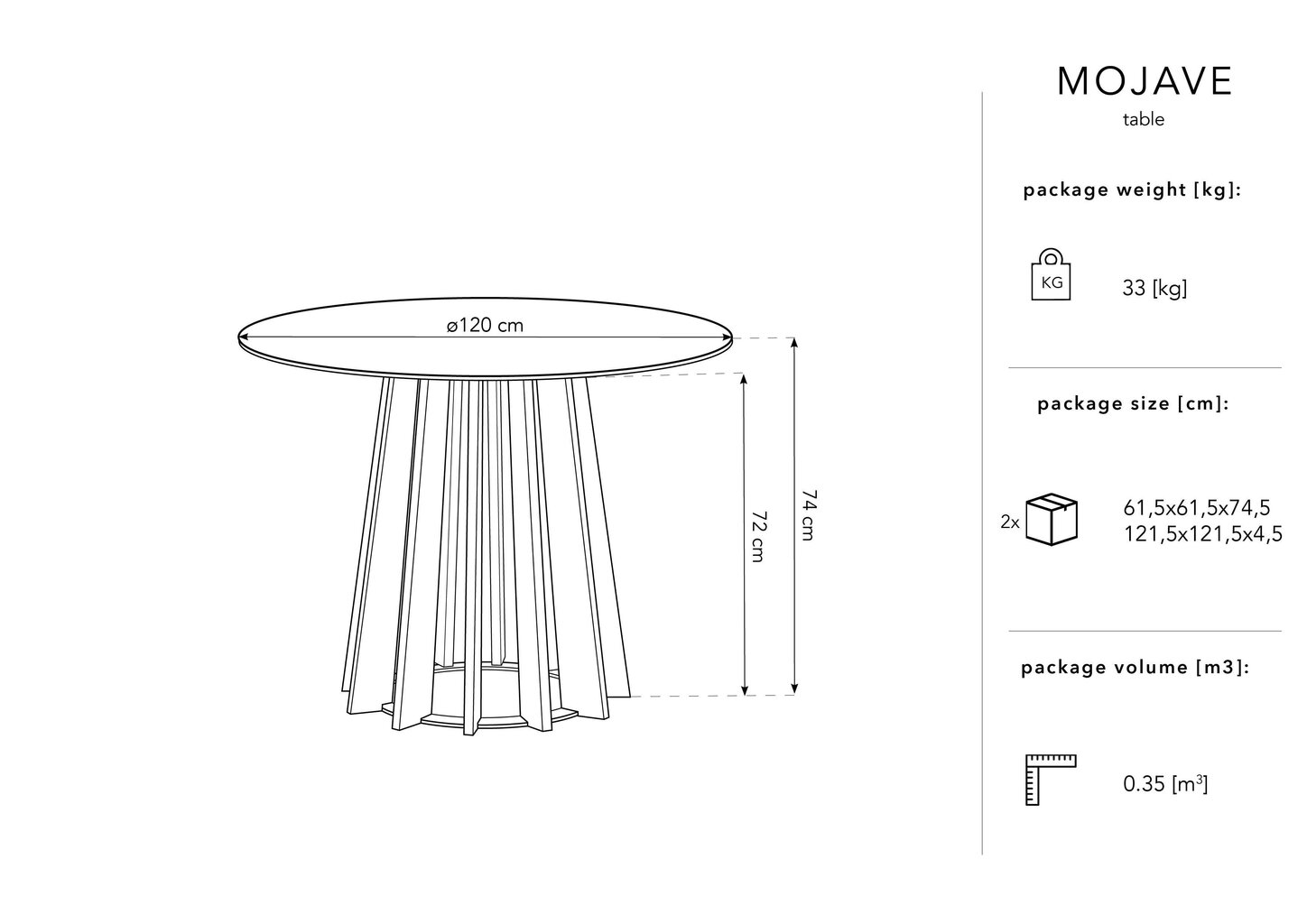 Galds Micadoni Home Mojave, 120 cm, brūns cena un informācija | Virtuves galdi, ēdamgaldi | 220.lv