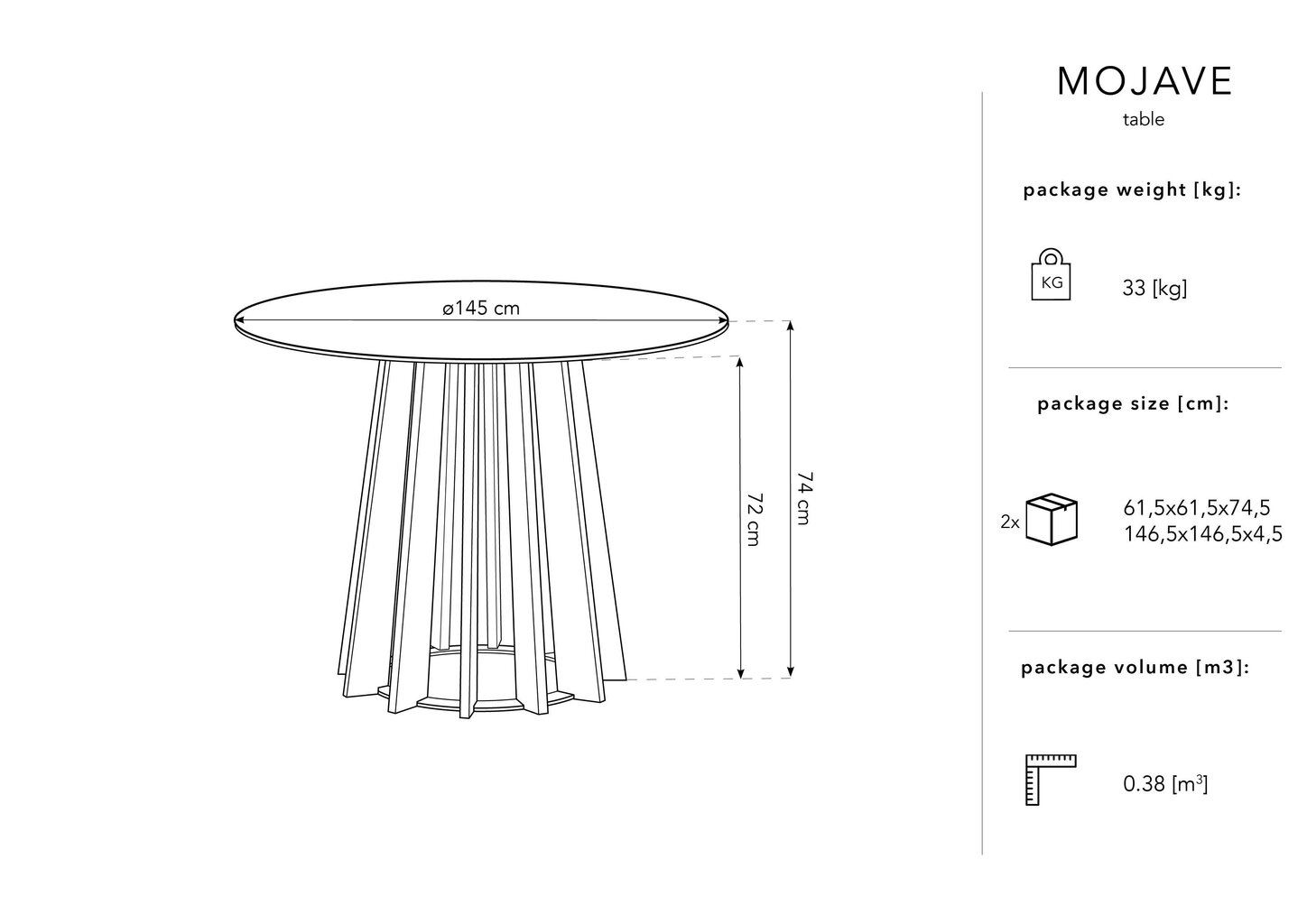 Galds Micadoni Home Mojave, 145 cm, brūns cena un informācija | Virtuves galdi, ēdamgaldi | 220.lv
