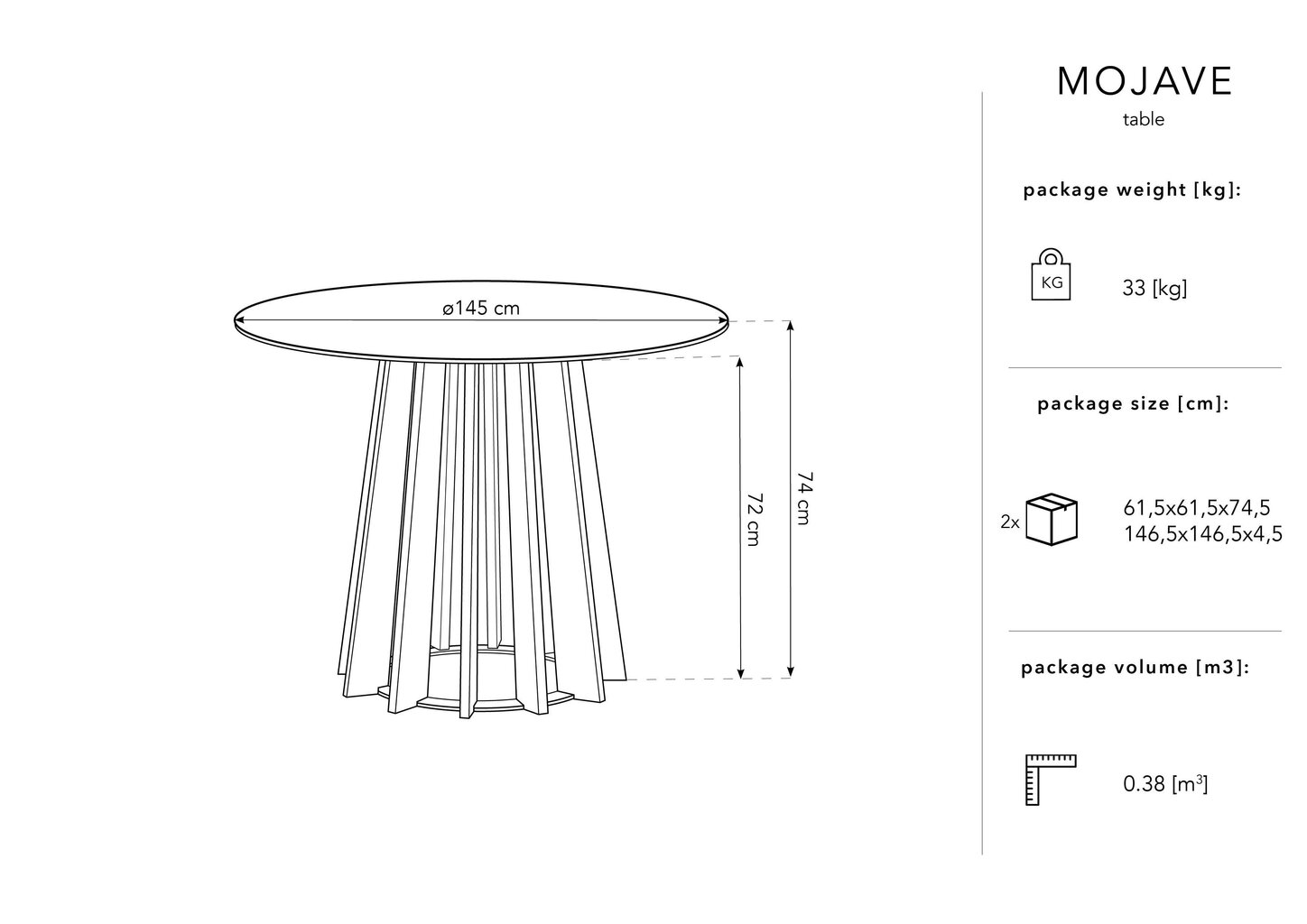 Galds Micadoni Home Mojave, 145 cm, brūns цена и информация | Virtuves galdi, ēdamgaldi | 220.lv