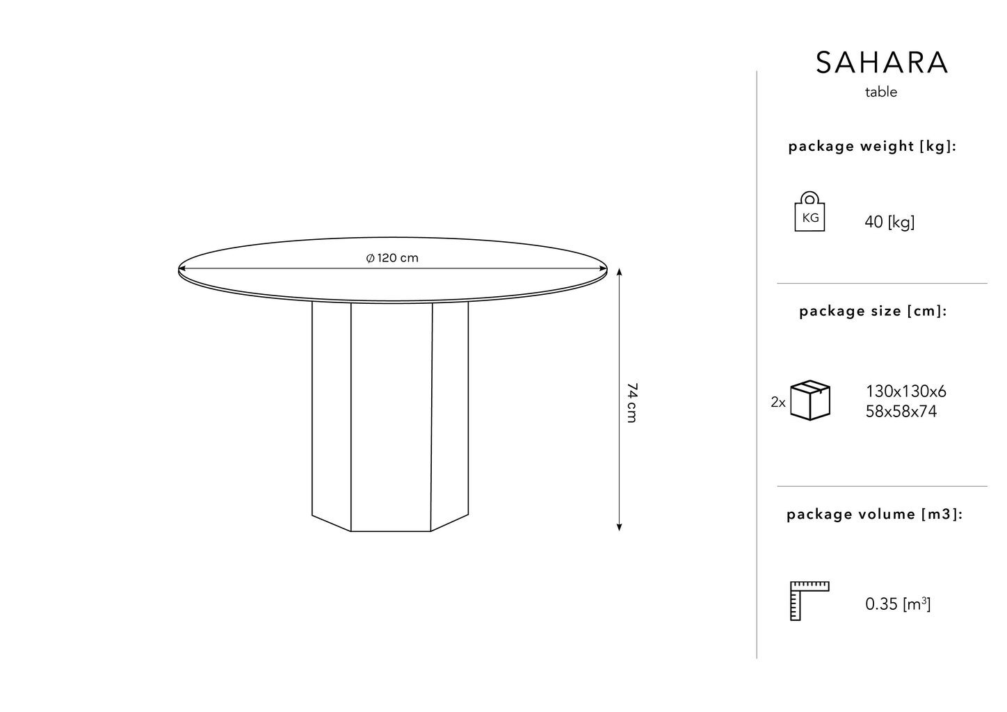 Galds Micadoni Home Sahara, 120 cm, balts cena un informācija | Virtuves galdi, ēdamgaldi | 220.lv