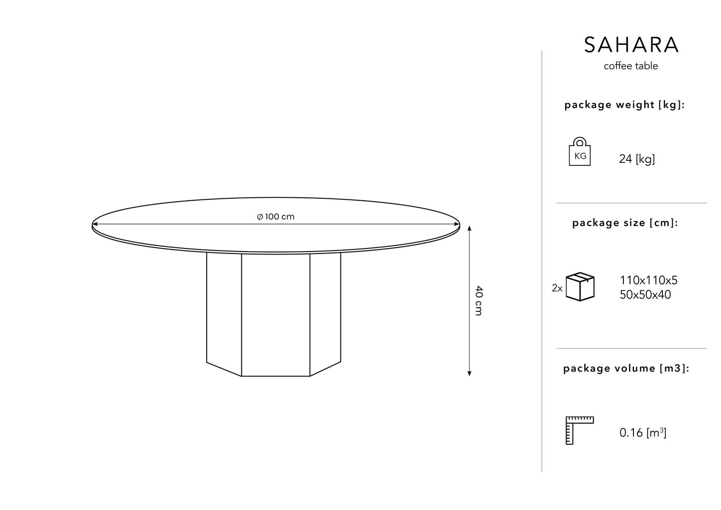 Kafijas galdiņš Micadoni Home Sahara, 100 cm, pelēks cena un informācija | Žurnālgaldiņi | 220.lv