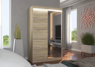 Skapis ar LED apgaismojumu ADRK Furniture Nicea, ozola krāsas цена и информация | Шкафы | 220.lv