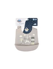 Силиконовый слюнявчик с карманом Canpol Babies Bonjour Paris, navy beige, 74/027 цена и информация | Слюнявчики | 220.lv