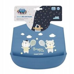 Силиконовый слюнявчик с карманом Canpol Babies Bonjour Paris, navy blue, 74/027_blu цена и информация | Слюнявчики | 220.lv