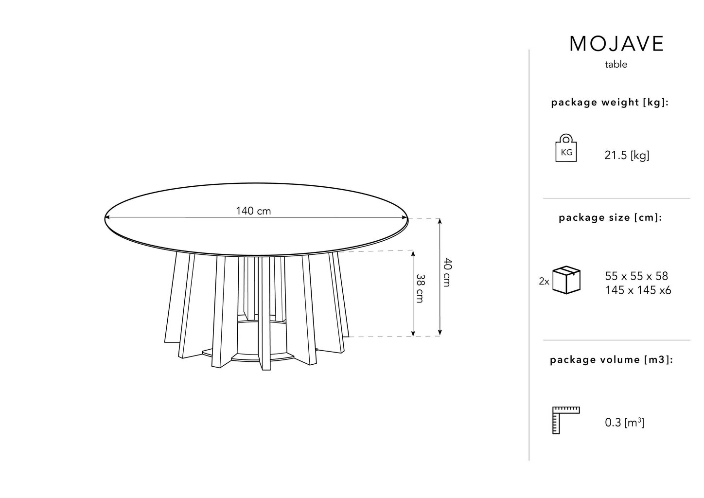 Kafijas galdiņš Micadoni Home Mojave, 140 cm, brūns cena un informācija | Žurnālgaldiņi | 220.lv