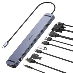Choetech docking station multifunctional adapter HUB USB Typ C 11in1 100W PD gray (HUB-M20) cena un informācija | Savienotājkabeļi | 220.lv