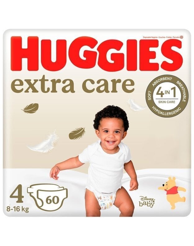 Autiņbiksītes HUGGIES Extra care 4 (8-16 kg), 60 gab цена и информация | Autiņbiksītes | 220.lv