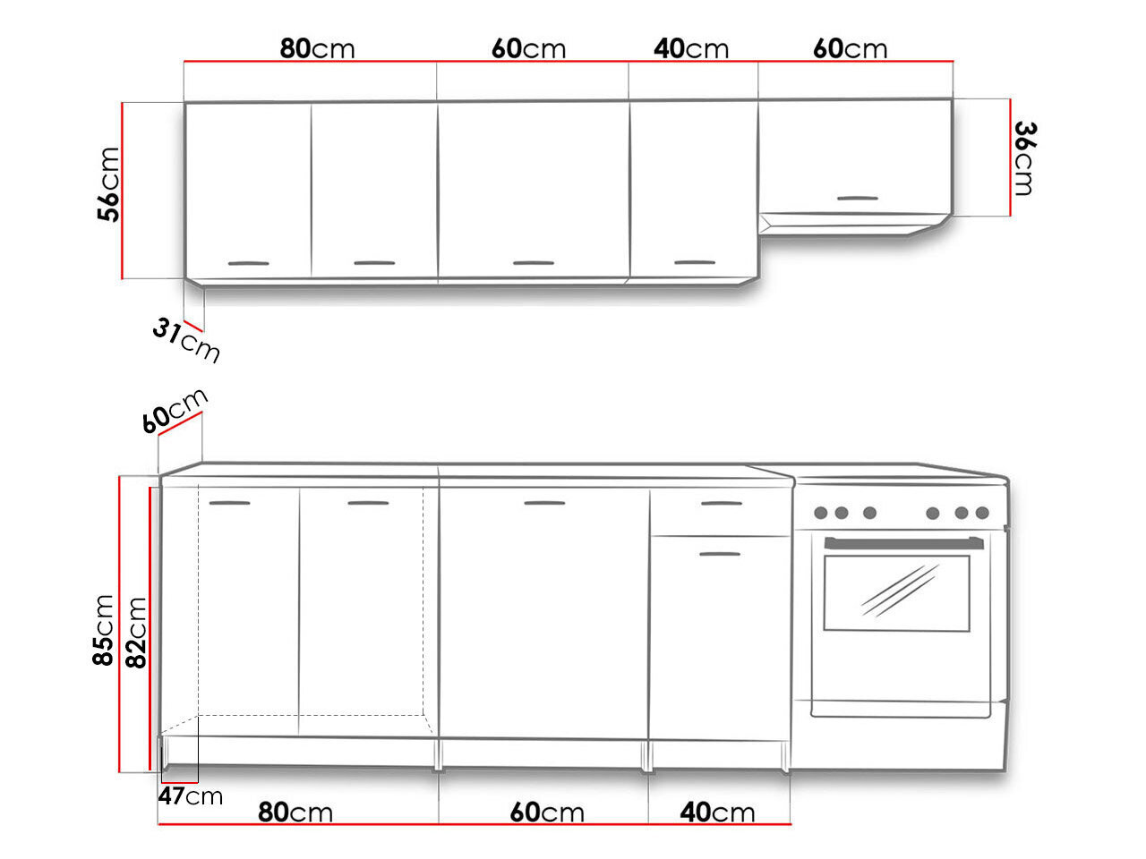 Virtuves mēbeles M-Elena 240-biały + petra beż cena un informācija | Virtuves komplekti | 220.lv