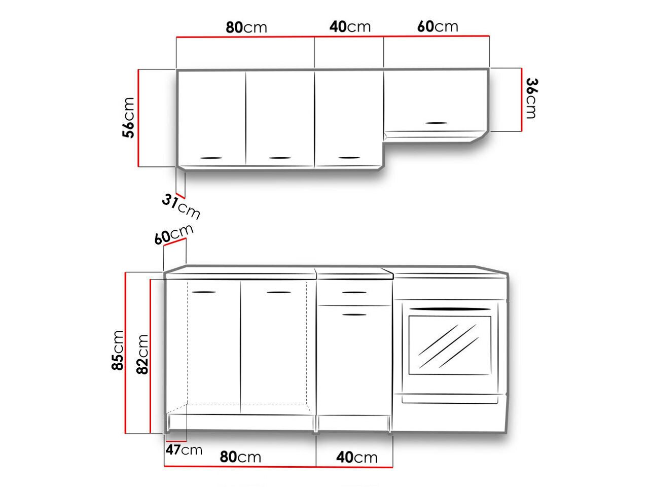 Virtuves mēbeles MIR-ELENA 180-dąb artisan / czarny cena un informācija | Virtuves komplekti | 220.lv