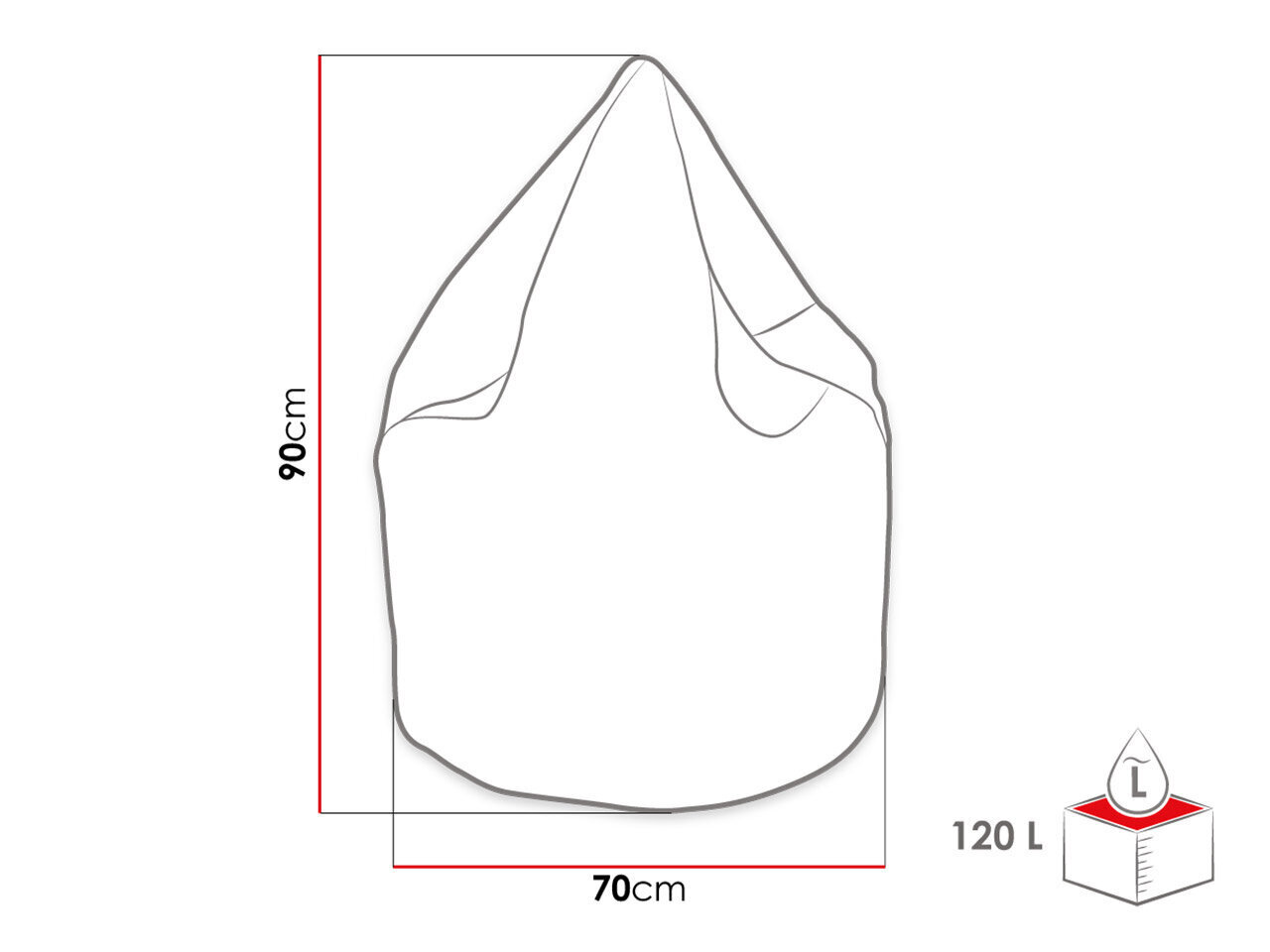 Sedēšanas maiss Liwiko Mini 120 L-Lux 23, melns cena un informācija | Sēžammaisi, pufi | 220.lv