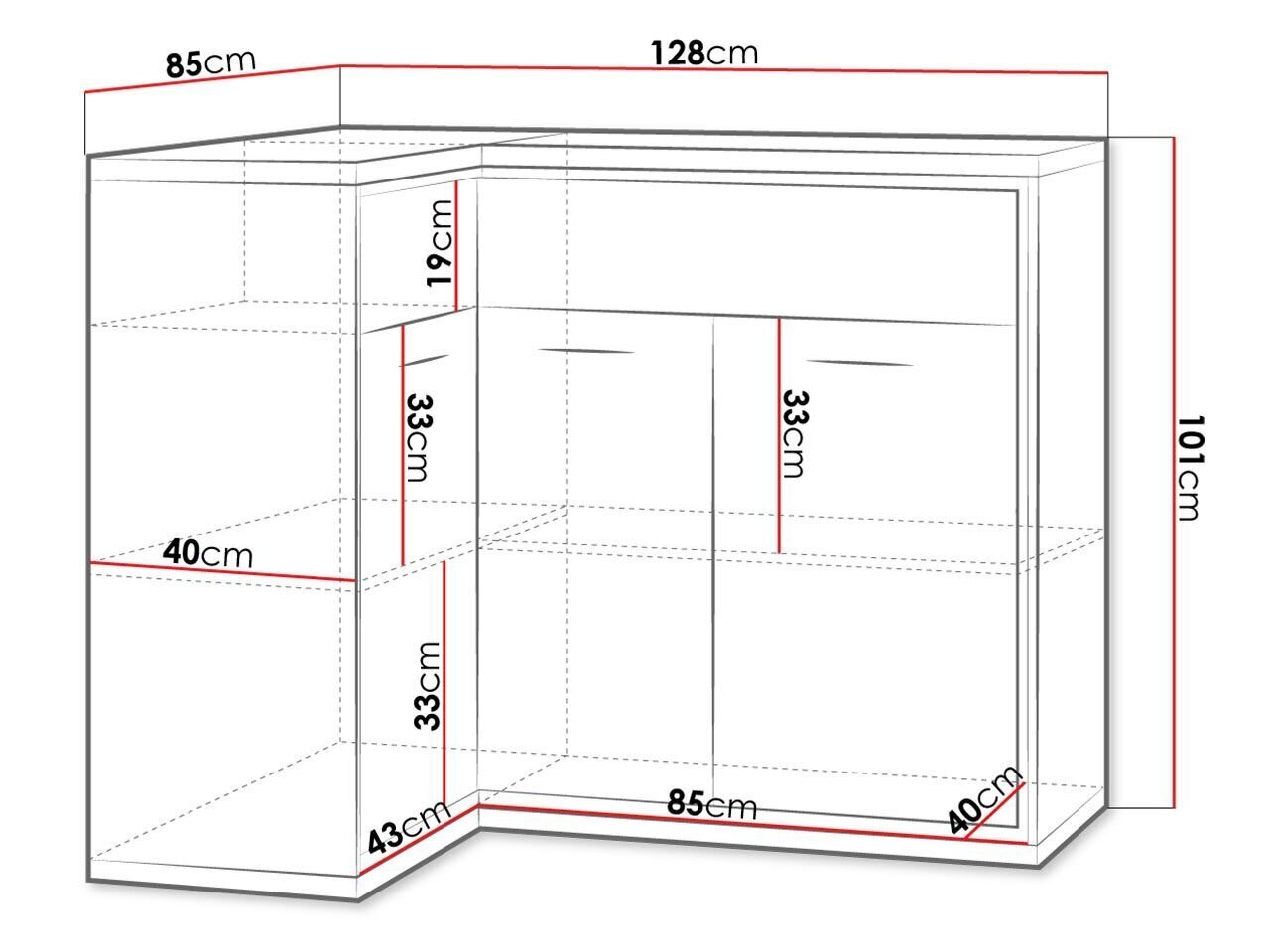 Kumode Mediolan K + LED cena un informācija | Kumodes | 220.lv