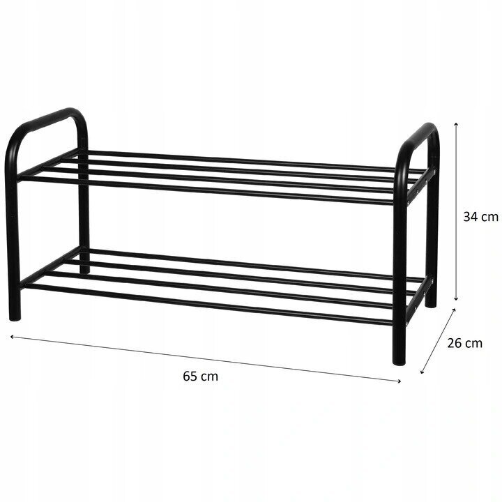 Apavu plaukts 26x65x34 cm melns cena un informācija | Apavu skapji, apavu plaukti, priekšnama soliņi | 220.lv