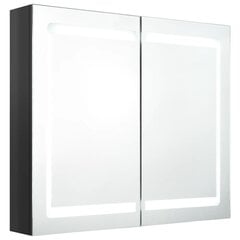 vidaXL vannasistabas skapītis ar spoguli un LED, 80x12x68 cm, melns цена и информация | Шкафчики для ванной | 220.lv