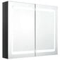 vidaXL vannasistabas skapītis ar spoguli un LED, 80x12x68 cm, melns cena un informācija | Vannas istabas skapīši | 220.lv