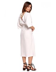 Платье миди с поясом на резинке B192, белое цена и информация | Платья | 220.lv