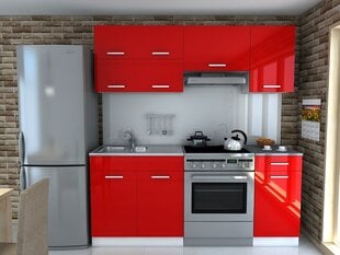 Virtuves mēbeles DOMINIKA 180cm-czerwony polysk (sarkans, spīdīgs) cena un informācija | Virtuves komplekti | 220.lv