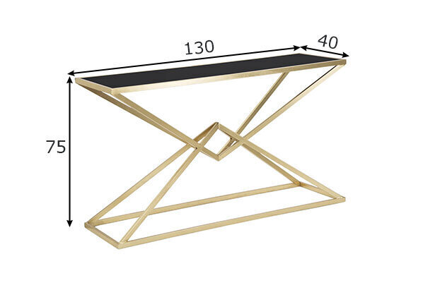 Konsole Piramid, 130X40X75 cm, melna/zelta krāsā цена и информация | Konsoles galdiņi | 220.lv