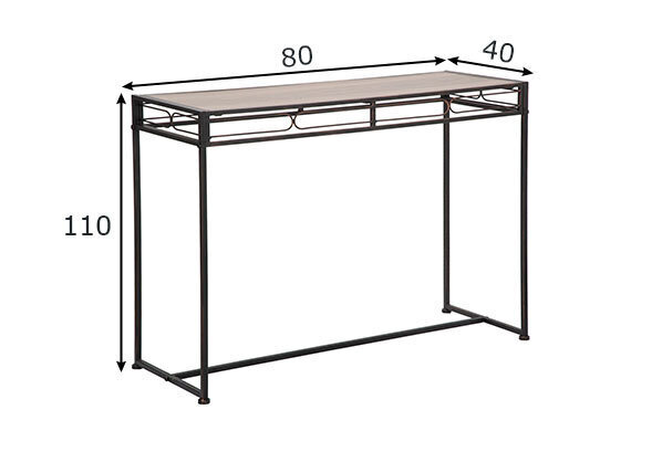 Konsole Industrial, 110X40X80 cm, melna/brūna cena un informācija | Konsoles galdiņi | 220.lv