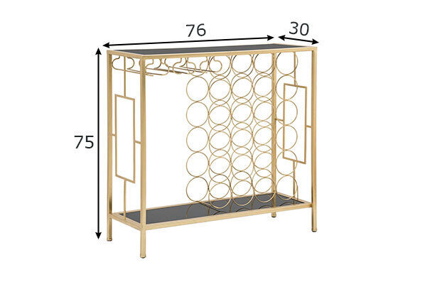 Konsole Glam pudelēm, 76X30X75 cm, melna/zelta krāsā cena un informācija | Konsoles galdiņi | 220.lv