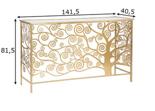 Konsole Dzīvības koks, 141,5X40,5X81,5 cm, zelta krāsā cena un informācija | Konsoles galdiņi | 220.lv