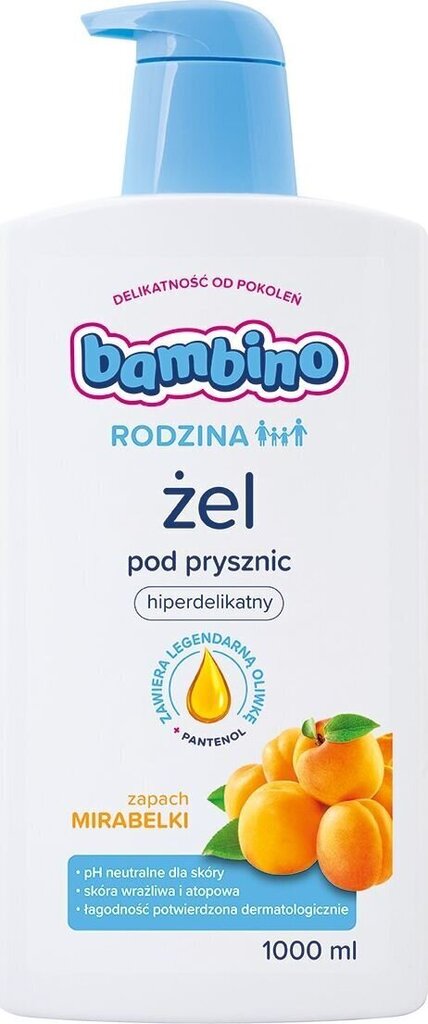 Bambino Rodzina dušas želeja ar dzeltenām plūmēm 1000ml cena un informācija | Bērnu kosmētika, līdzekļi jaunajām māmiņām | 220.lv