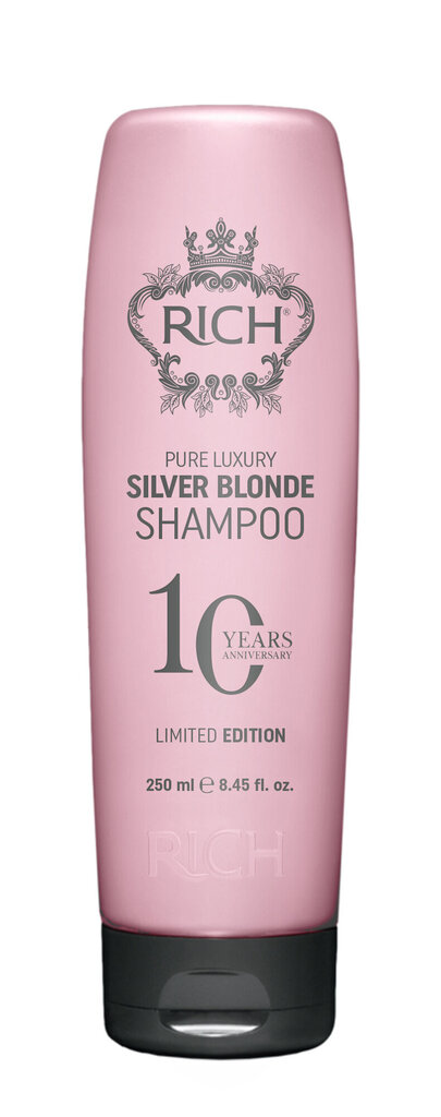 Maigs attīrošs matu līdzeklis, kas novērš dzelteno krās RICH Pure Luxury Silver Blonde Shampoo 250 ml cena un informācija | Šampūni | 220.lv
