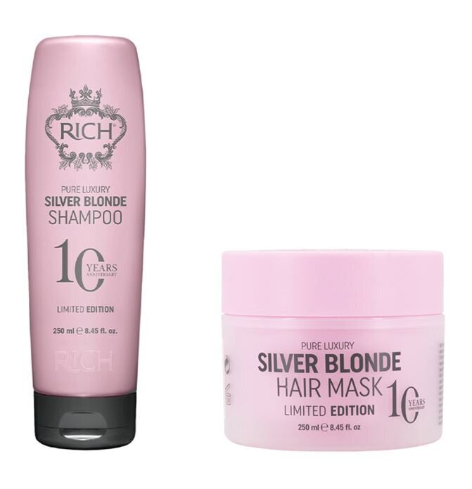 Dāvanu komplekts RICH Pure Luxury Silver Blonde Shampoo 250 ml + Mask 250 ml cena un informācija | Šampūni | 220.lv