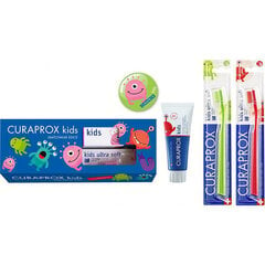 Curaprox Zobu kopšanas dāvanu komplekts bērniem no 6 gadu vecuma, kas satur fluoru Arbūzs цена и информация | Зубные щетки, пасты | 220.lv