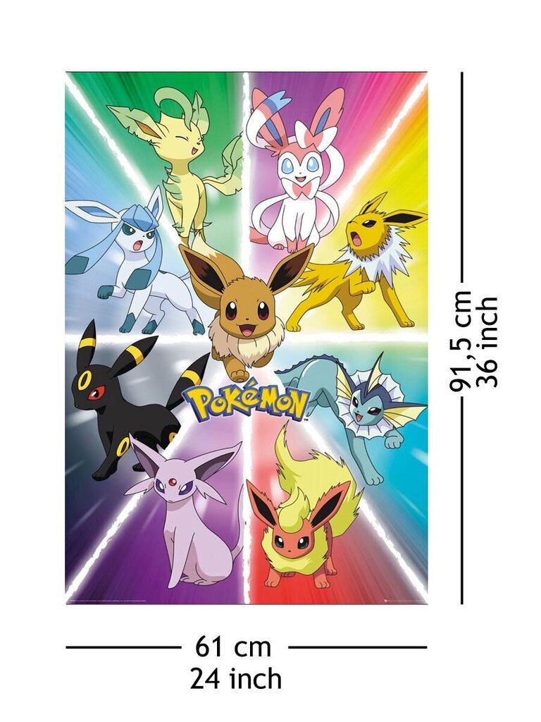 Pokemon Eevee Evolution - plakāts 61x91,5 cm цена и информация | Datorspēļu suvenīri | 220.lv