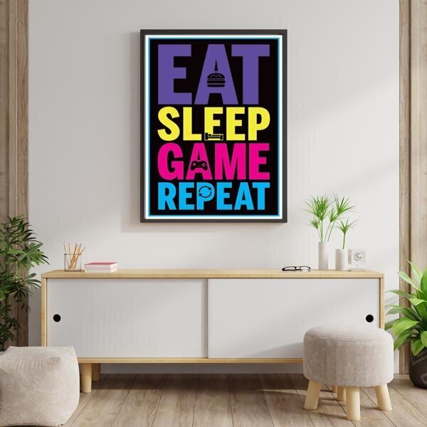 Ēd, guli, spēlē, atkārto – plakāts 61x91,5 cm cena un informācija | Gleznas | 220.lv