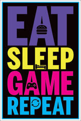 Eat, Sleep, Game, Repeat - плакат 61x91,5 cm цена и информация | Картины | 220.lv
