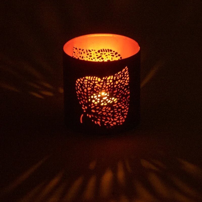 Atmosfēru radošs svečturis-lampa Bodhi lapa, 10 cm цена и информация | Sveces un svečturi | 220.lv
