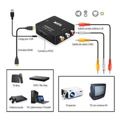 Переходник, преобразователь HDMI - AV 3 x RCA цена и информация | Прочие аксессуары для фотокамер | 220.lv