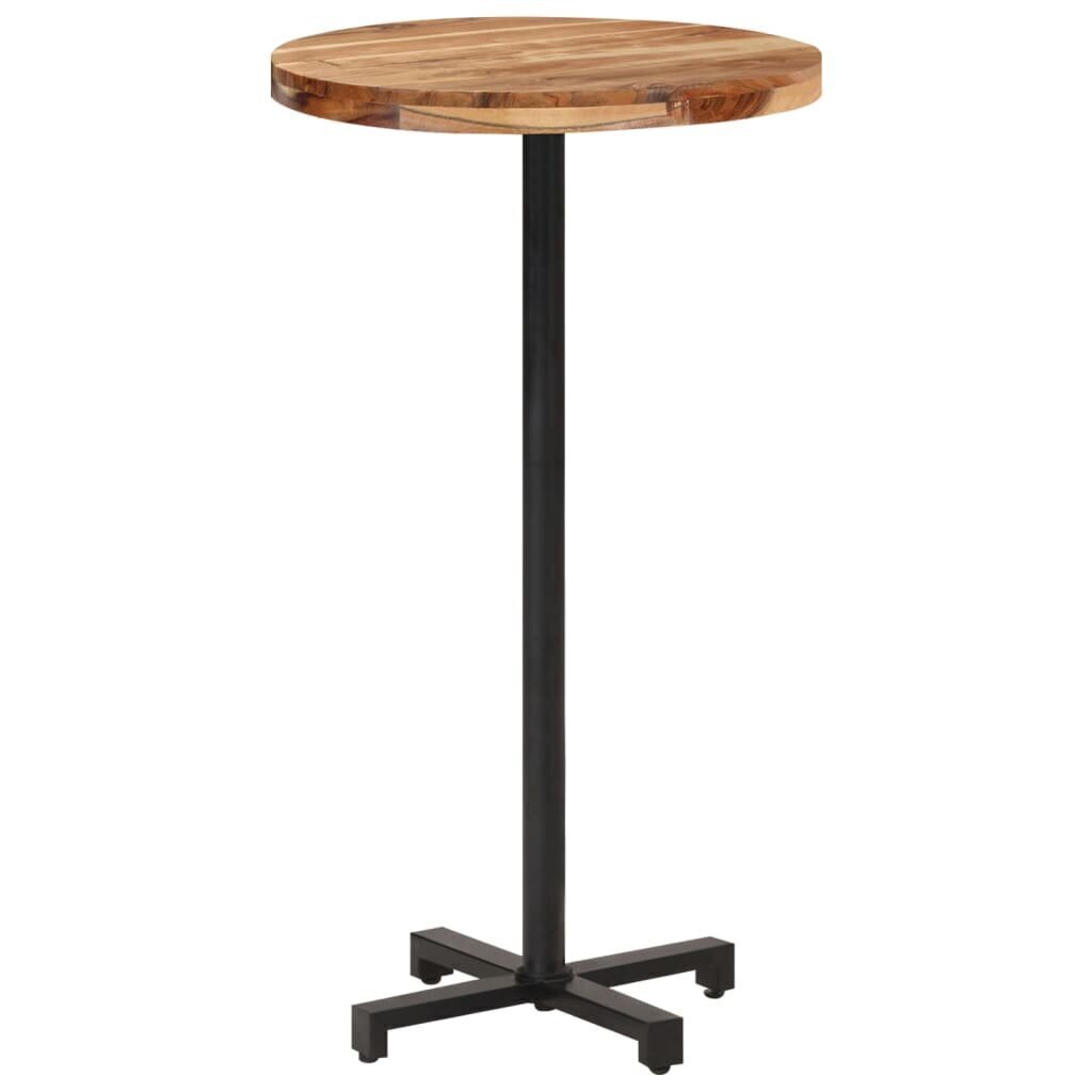 vidaXL bāra galds, apaļš, Ø60x110 cm, akācijas masīvkoks cena un informācija | Virtuves galdi, ēdamgaldi | 220.lv