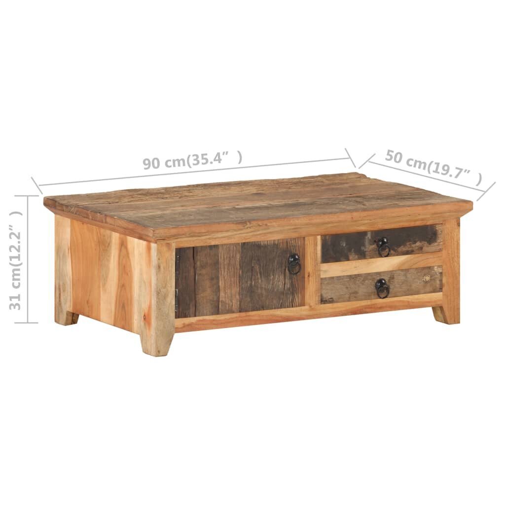 vidaXL kafijas galdiņš, 90x50x31 cm, pārstrādāts masīvkoks cena un informācija | Žurnālgaldiņi | 220.lv